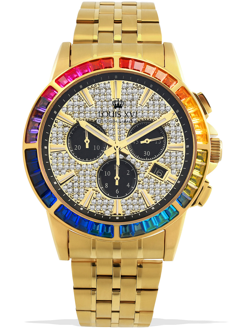 Louis XVI LXVI1120 Majeste Iced Out Chronograph men's watch 43mm 5ATM
