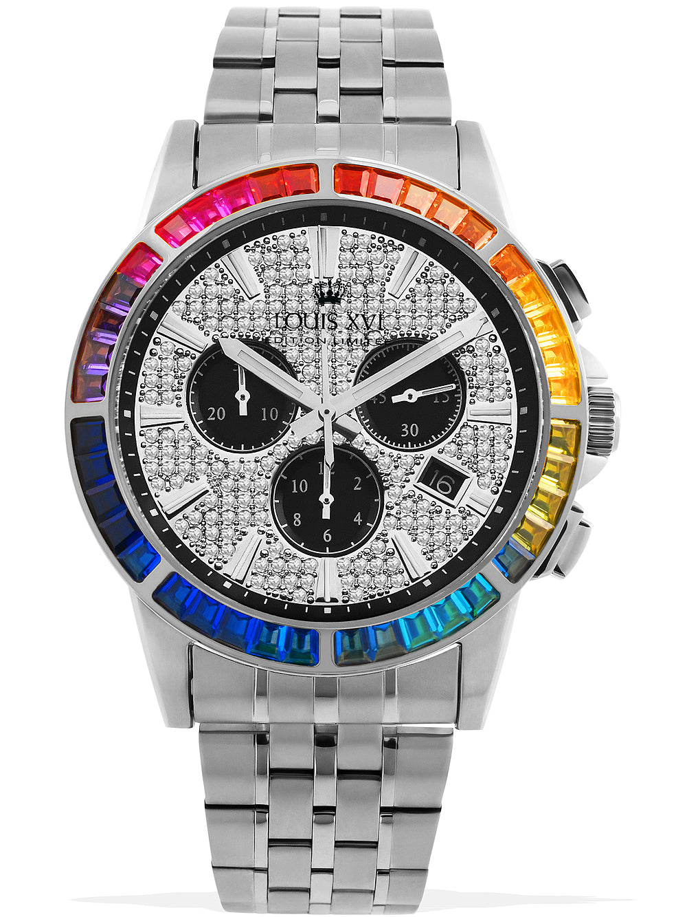 Louis XVI LXVI1121 Majeste Iced Out Chronograph men's watch 43mm 5ATM