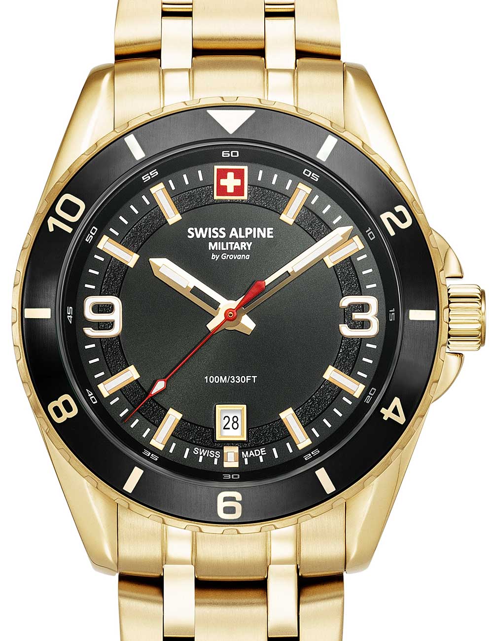 Swiss Alpine Military 7034.1117 men's watch Sierra gold black 42mm 10ATM