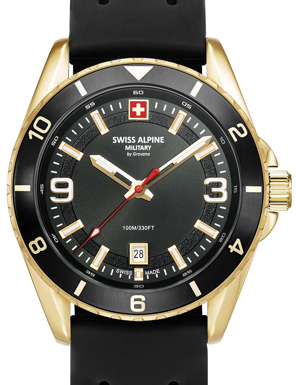 Swiss Alpine Military 7034.1817 men's watch Sierra gold black 42mm 10ATM