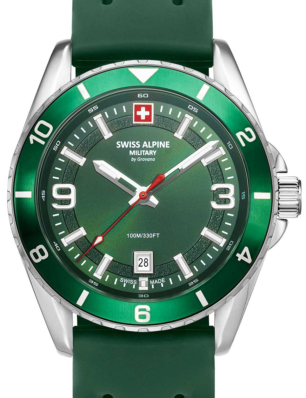 Swiss Alpine Military 7034.1834 men's watch Sierra silver green 42mm 10ATM