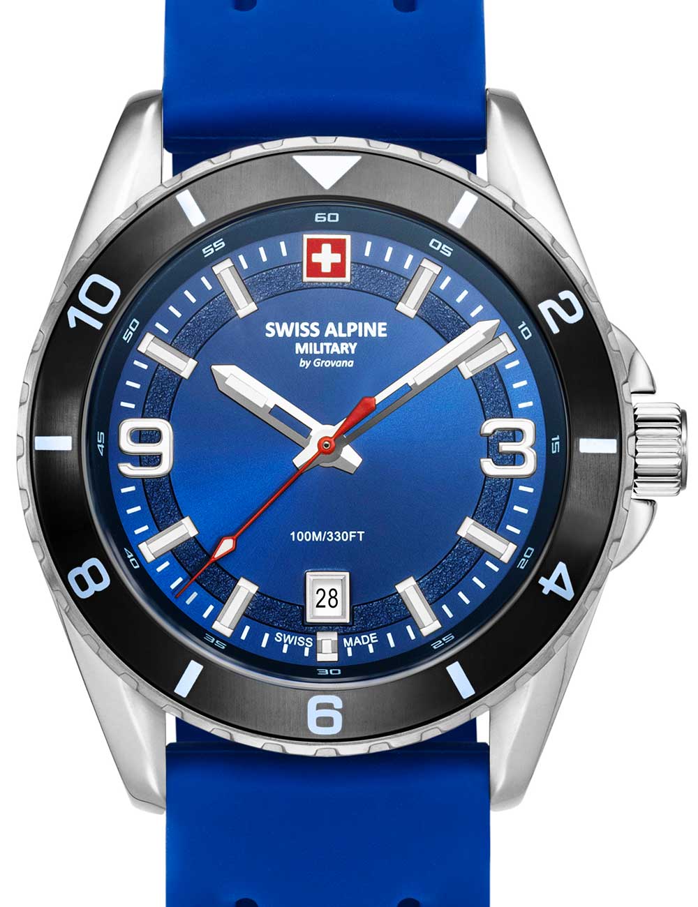 Swiss Alpine Military 7034.1836 men's watch Sierra silver blue 42mm 10ATM