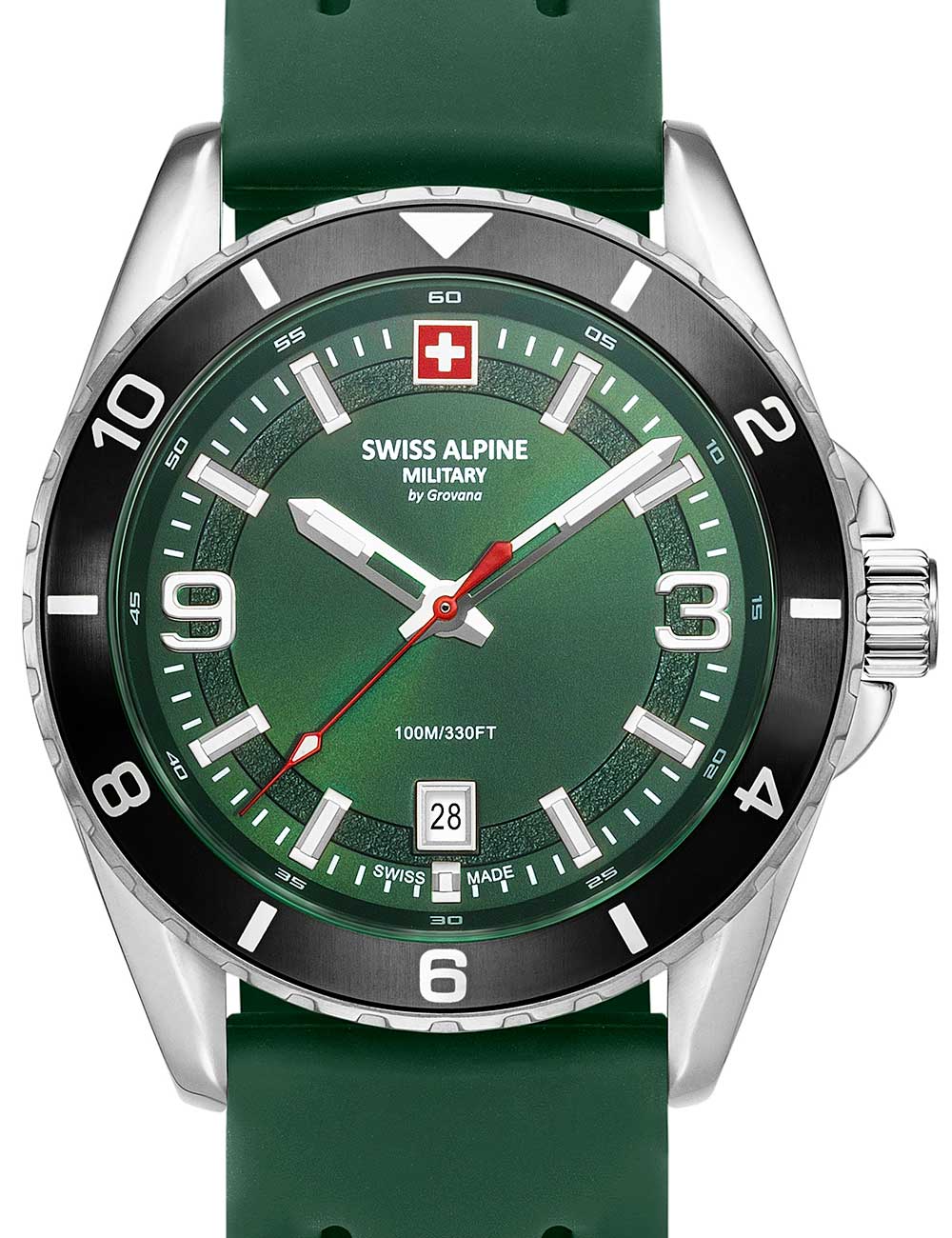 Swiss Alpine Military 7034.1838 men's watch Sierra silver green 42mm 10ATM
