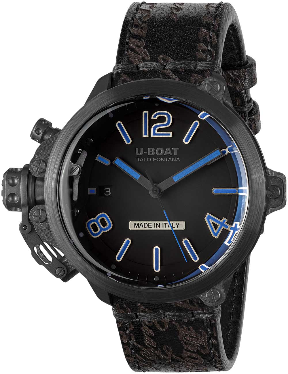 U-Boat 8808 men's watch Capsule PVD BK BL 45mm