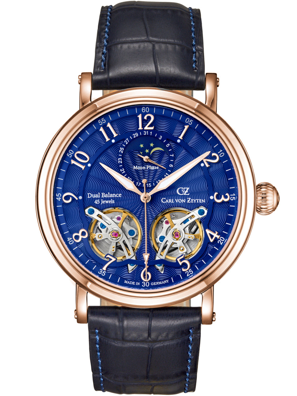 Carl von Zeyten CVZ0054RBLS Murg Moon Phase Automatic men's watch 46mm 5ATM