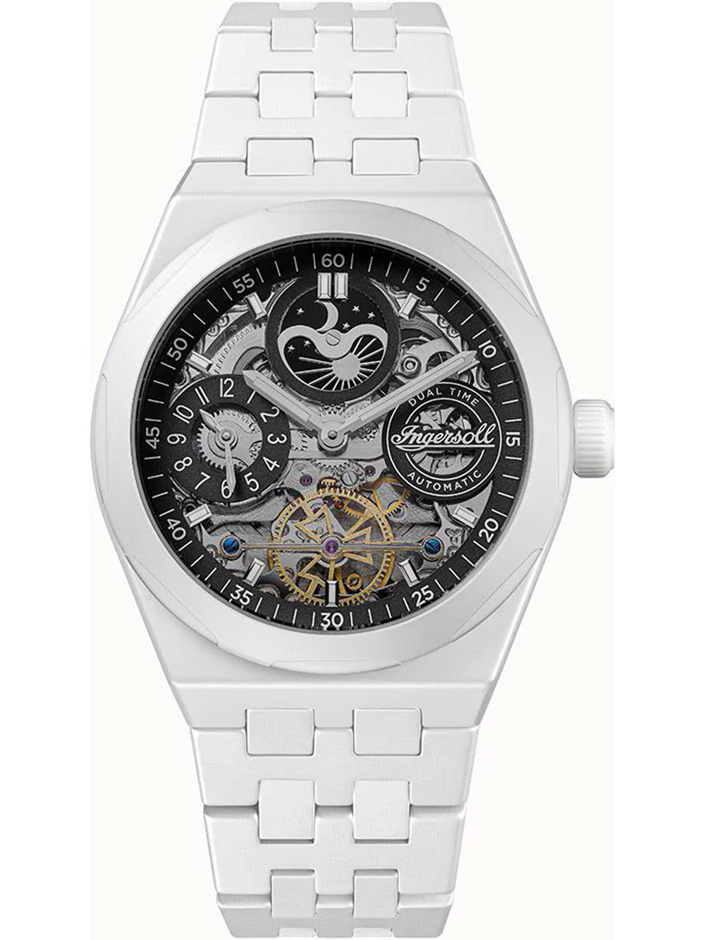 Ingersoll I15101 The Broadway Ceramic Dual Time Automatic Men's Watch 43mm 5ATM