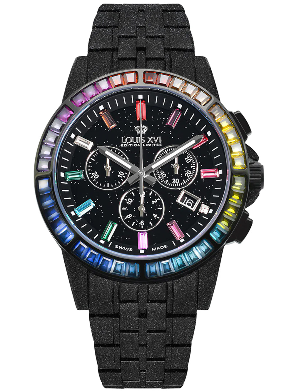 Louis XVI LXVI1129 men's watch Majeste Frosted Iced Out Chronograph 43mm 5ATM