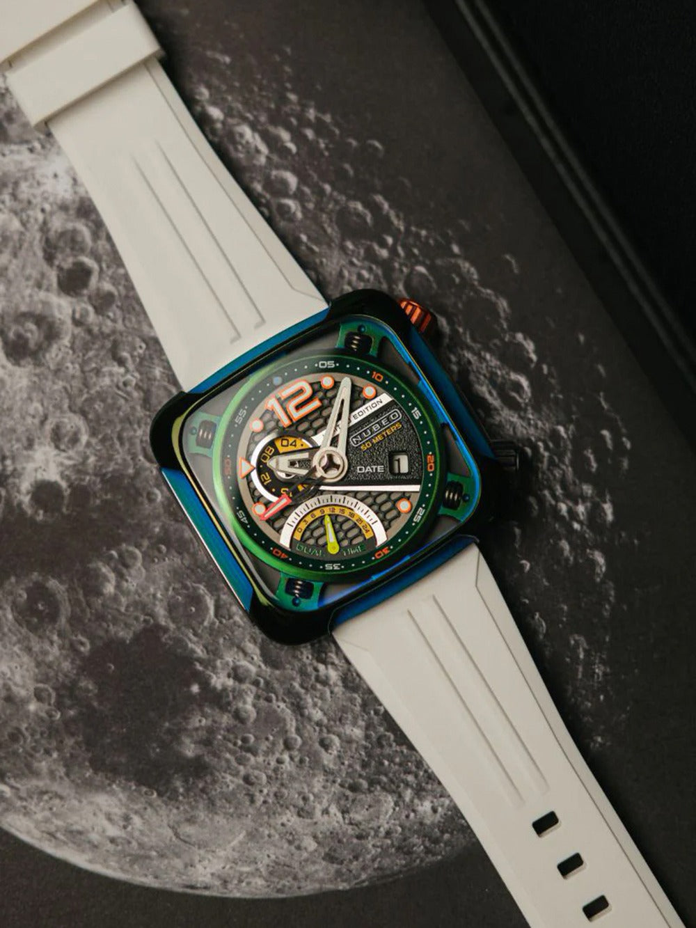 Nubeo NB-6096-02 men's watch Ecliptic Dual Time 45mm 5ATM