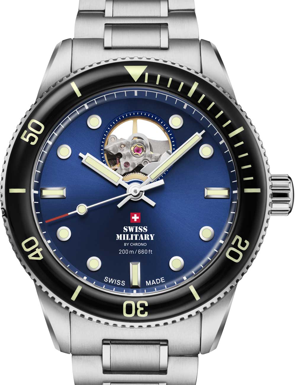 Swiss Military SMA34106.12 men's watch Automatic Open-Heart Diver 42mm 20ATM
