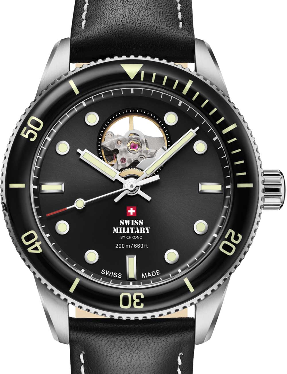 Swiss Military SMA34106.15 men's watch Automatic Open-Heart Diver 42mm 20ATM