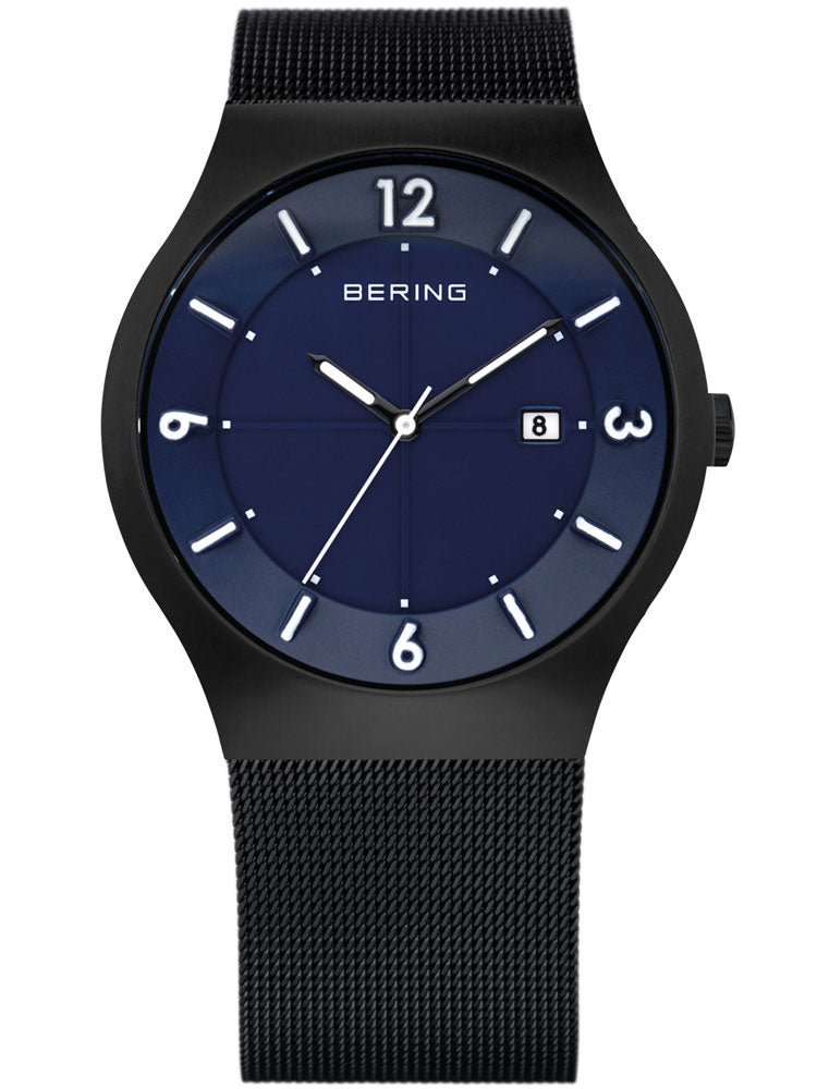 Bering Solar watch Classic 14440-227 men's watch Black Blue 40 mm