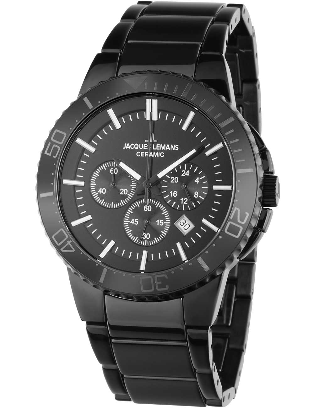 Jacques Lemans 1-2166B Colmar Ceramic men's watch Chronograph 43mm 10ATM