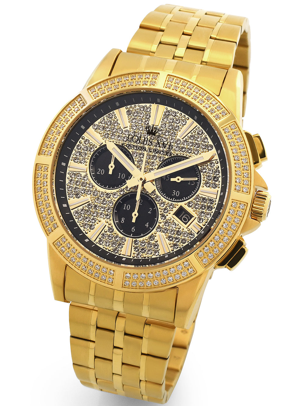 Louis XVI LXVI1037 Majeste Iced Out Chronograph men's watch 43mm 5ATM