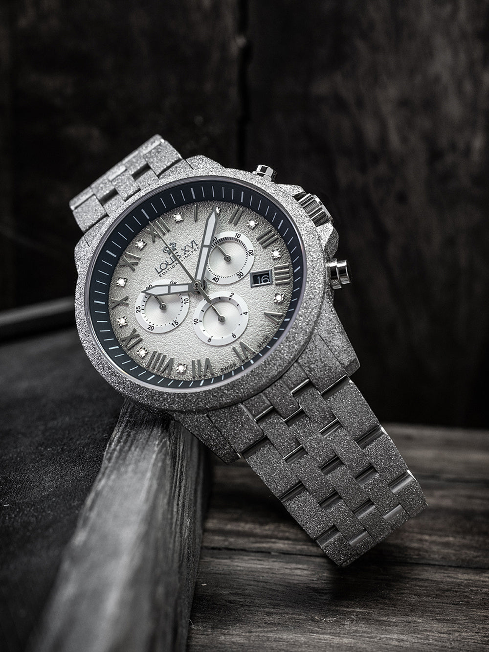 Louis XVI LXVI1081 Aramis Frosted Chronograph men's watch 43mm 5ATM