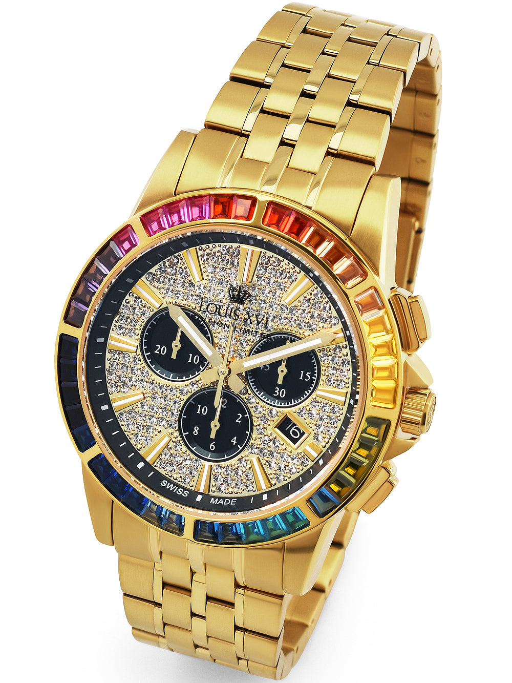 Louis XVI LXVI1120 Majeste Iced Out Chronograph men's watch 43mm 5ATM
