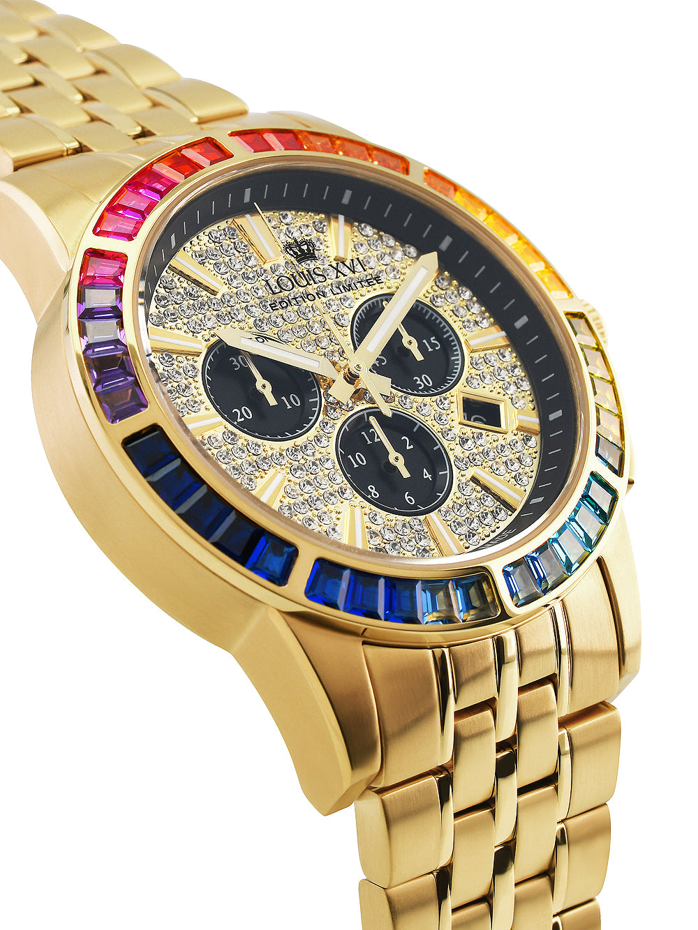 Louis XVI LXVI1120 Majeste Iced Out Chronograph men's watch 43mm 5ATM