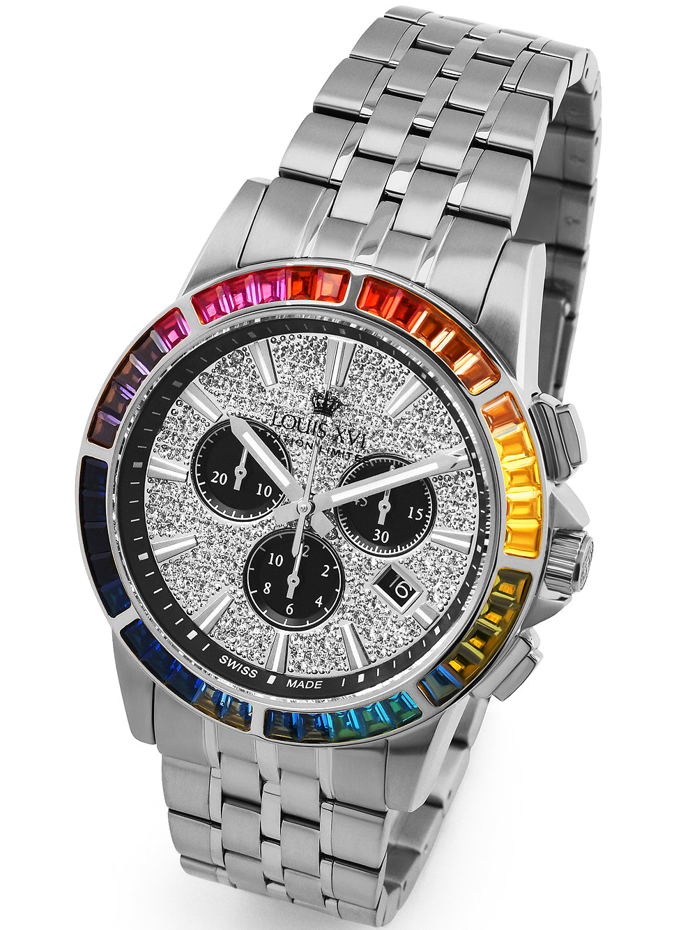 Louis XVI LXVI1121 Majeste Iced Out Chronograph men's watch 43mm 5ATM