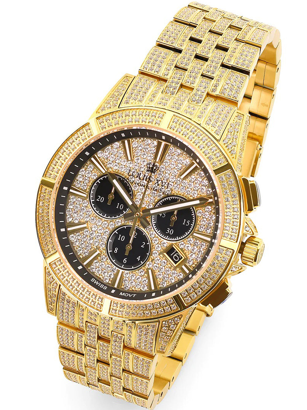 Louis XVI LXVI1123 Majeste Iced Out Chronograph men's watch 43mm 5ATM