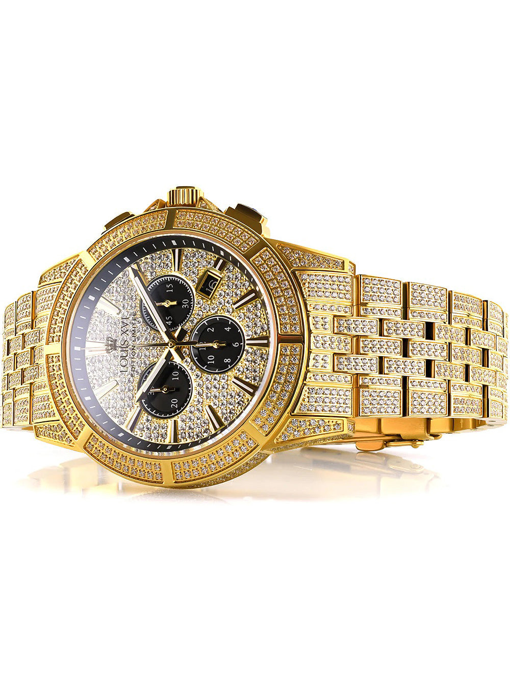 Louis XVI LXVI1123 Majeste Iced Out Chronograph men's watch 43mm 5ATM