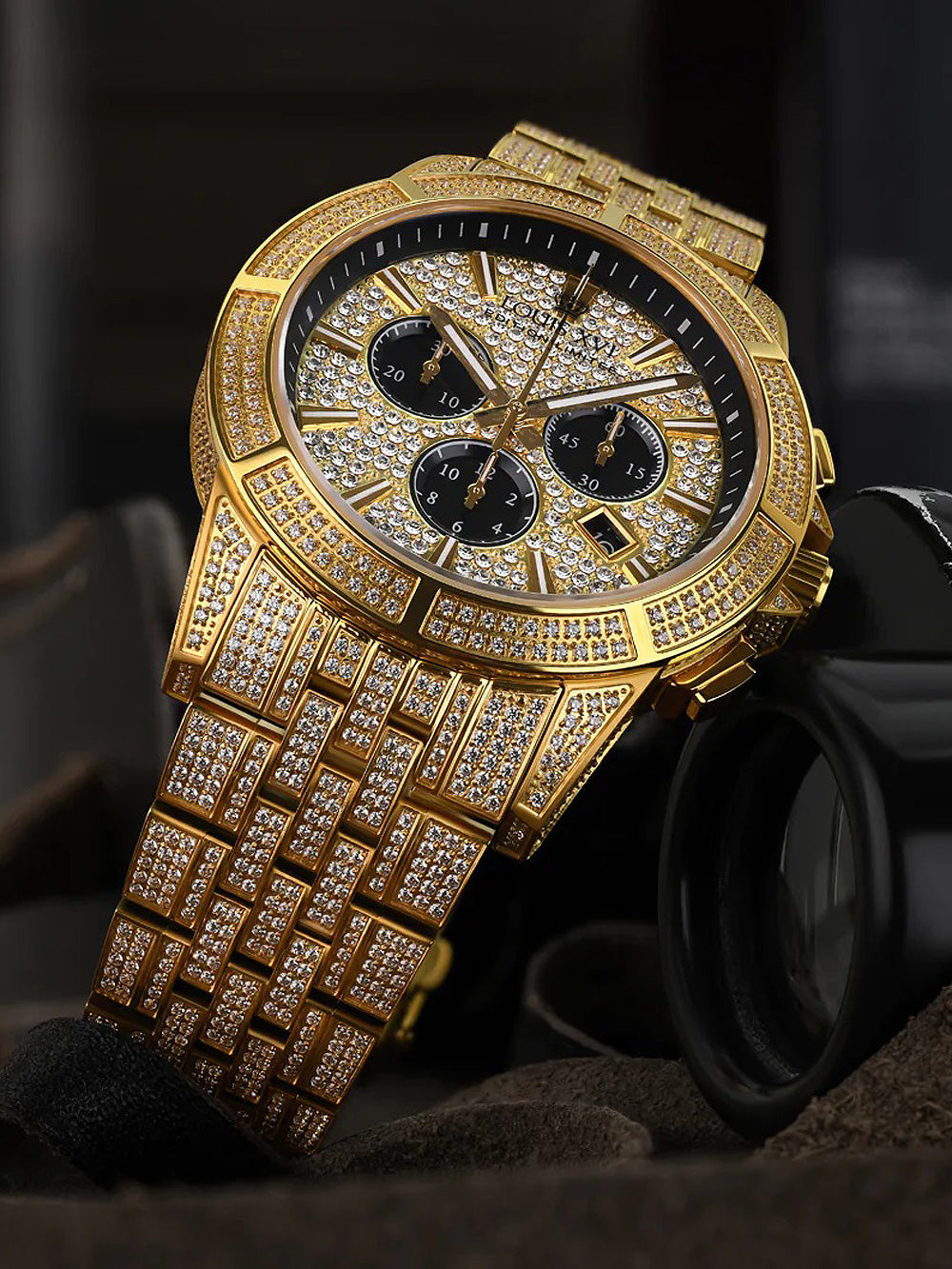 Louis XVI LXVI1123 Majeste Iced Out Chronograph men's watch 43mm 5ATM
