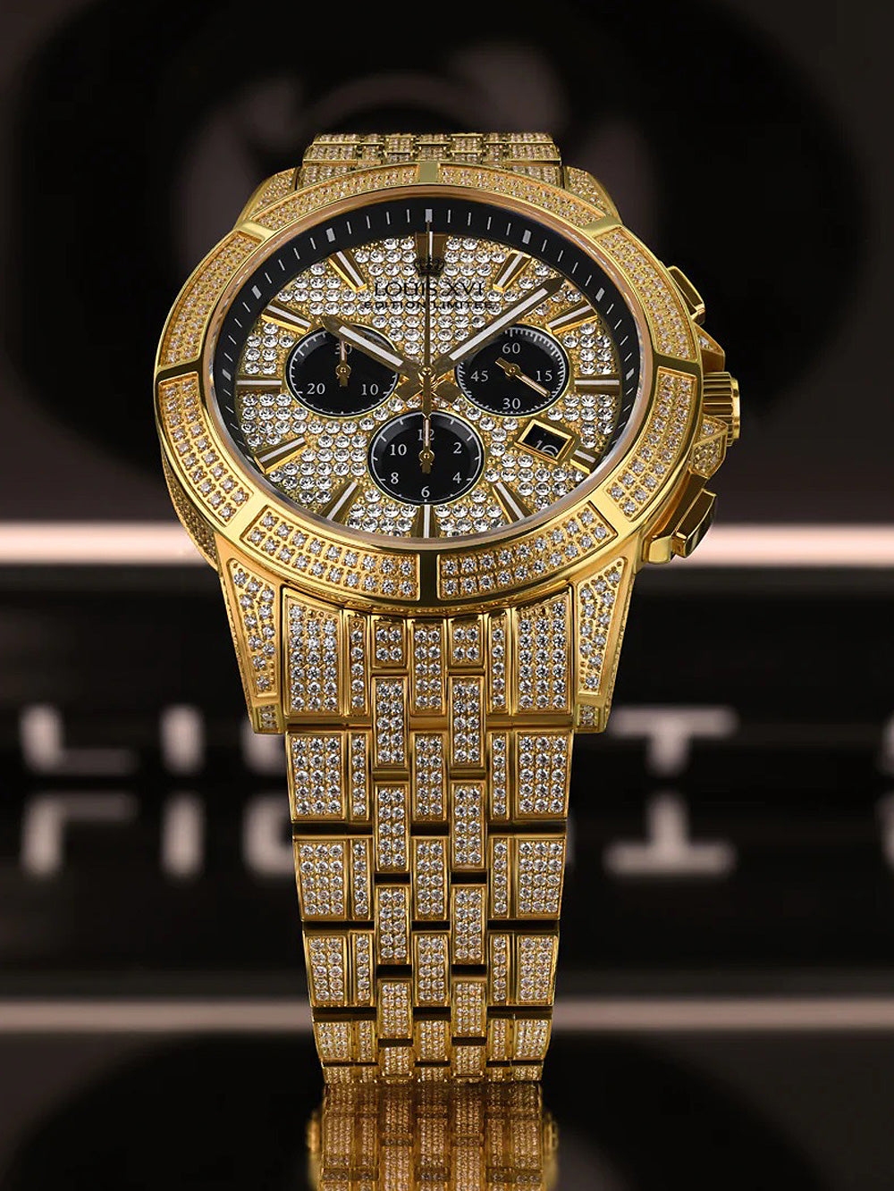 Louis XVI LXVI1123 Majeste Iced Out Chronograph men's watch 43mm 5ATM