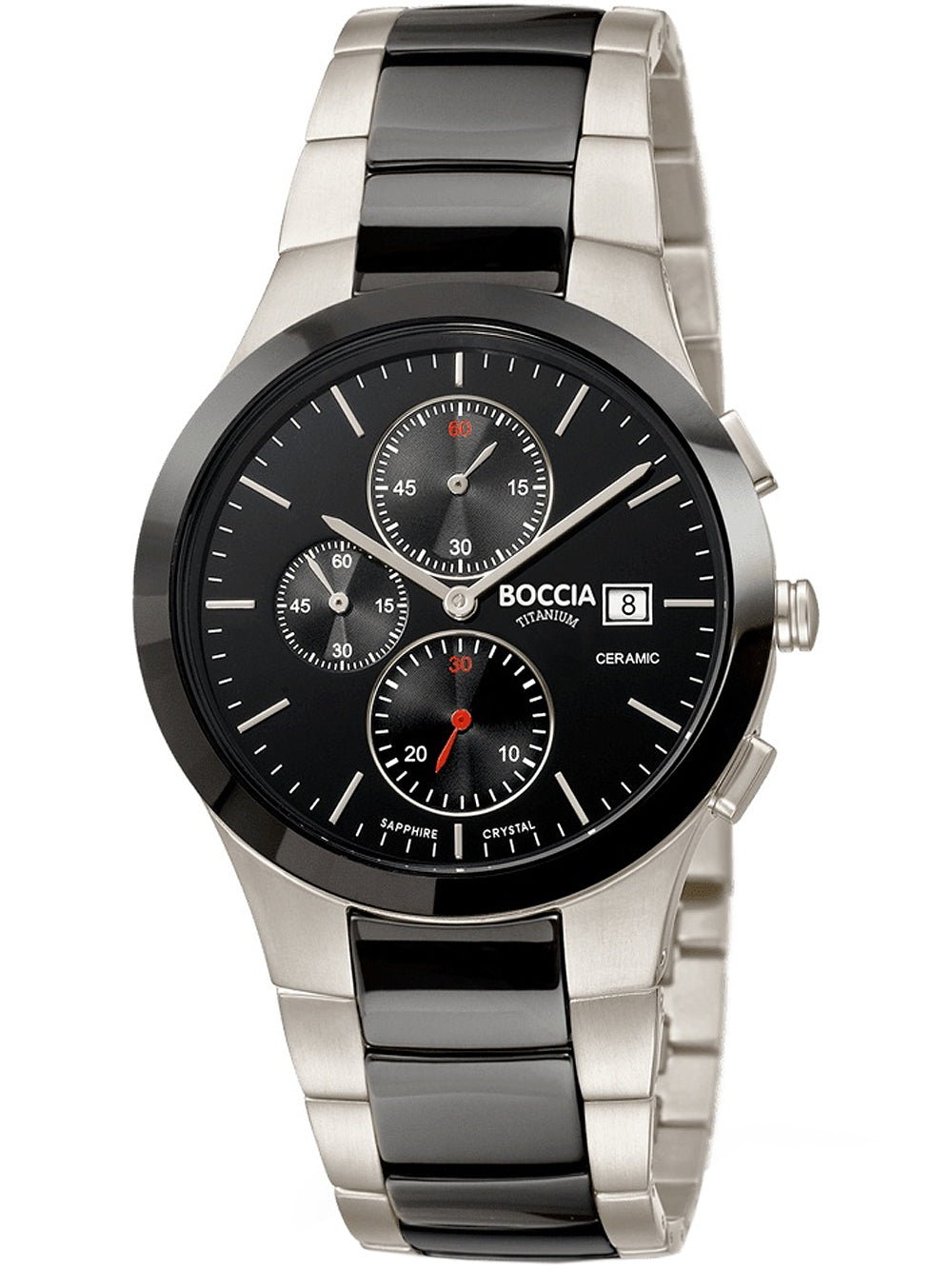 Boccia 3748-01 men's watch chronograph ceramic titanium 39mm 5ATM