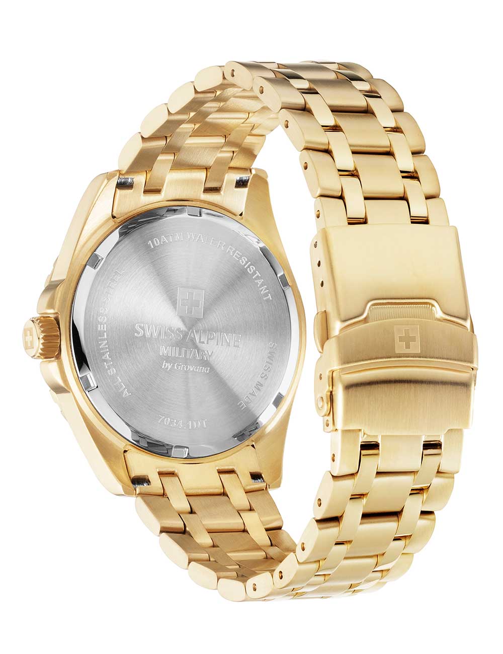 Swiss Alpine Military 7034.1114 men's watch Sierra gold green 42mm 10ATM