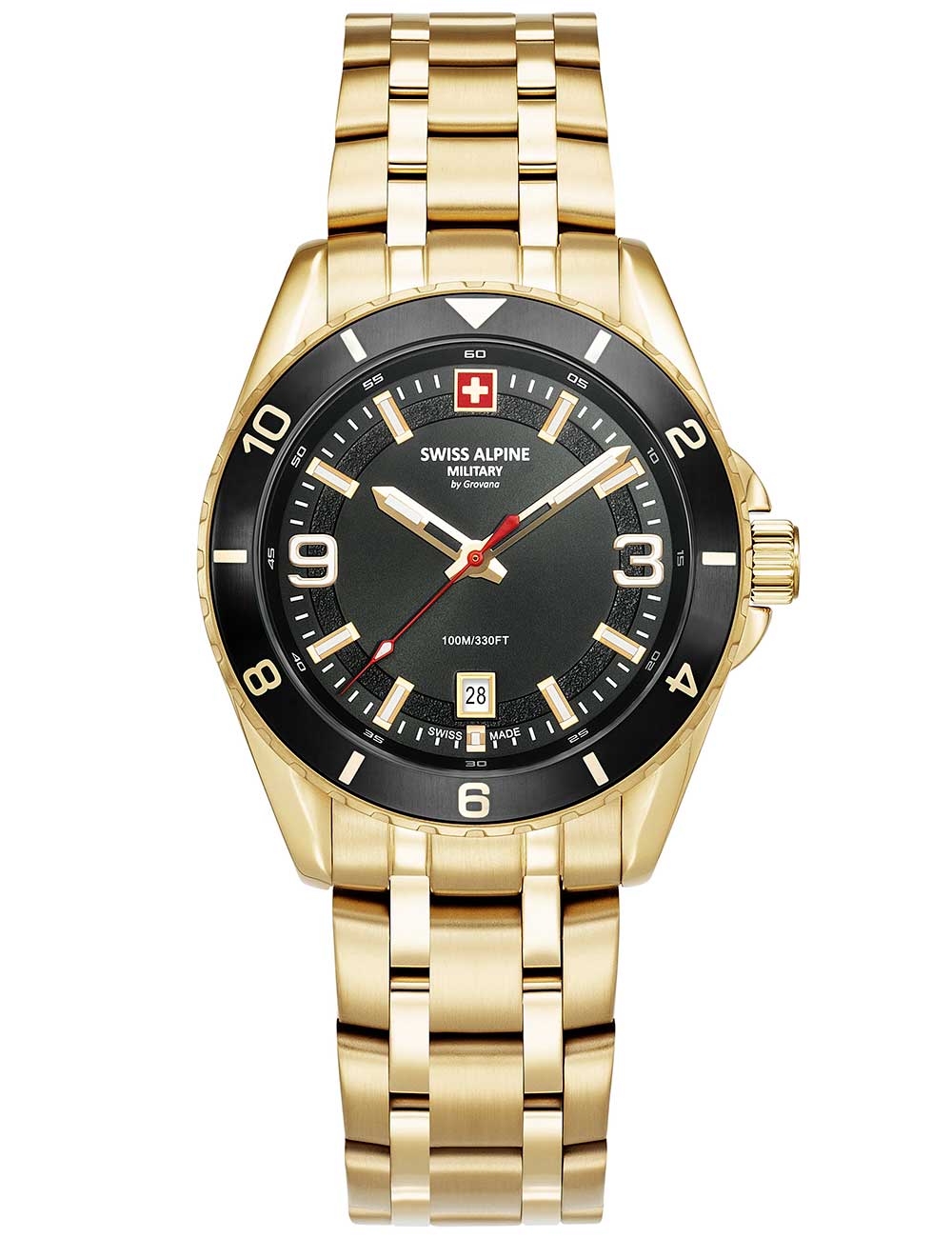 Swiss Alpine Military 7034.1117 men's watch Sierra gold black 42mm 10ATM