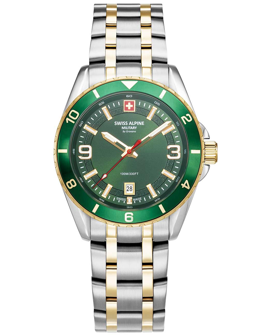 Swiss Alpine Military 7034.1144 men's watch Sierra two tone green 42mm 10ATM