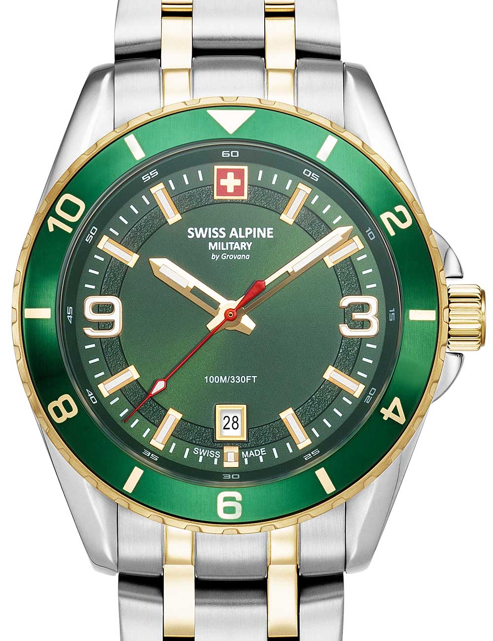 Swiss Alpine Military 7034.1144 men's watch Sierra two tone green 42mm 10ATM