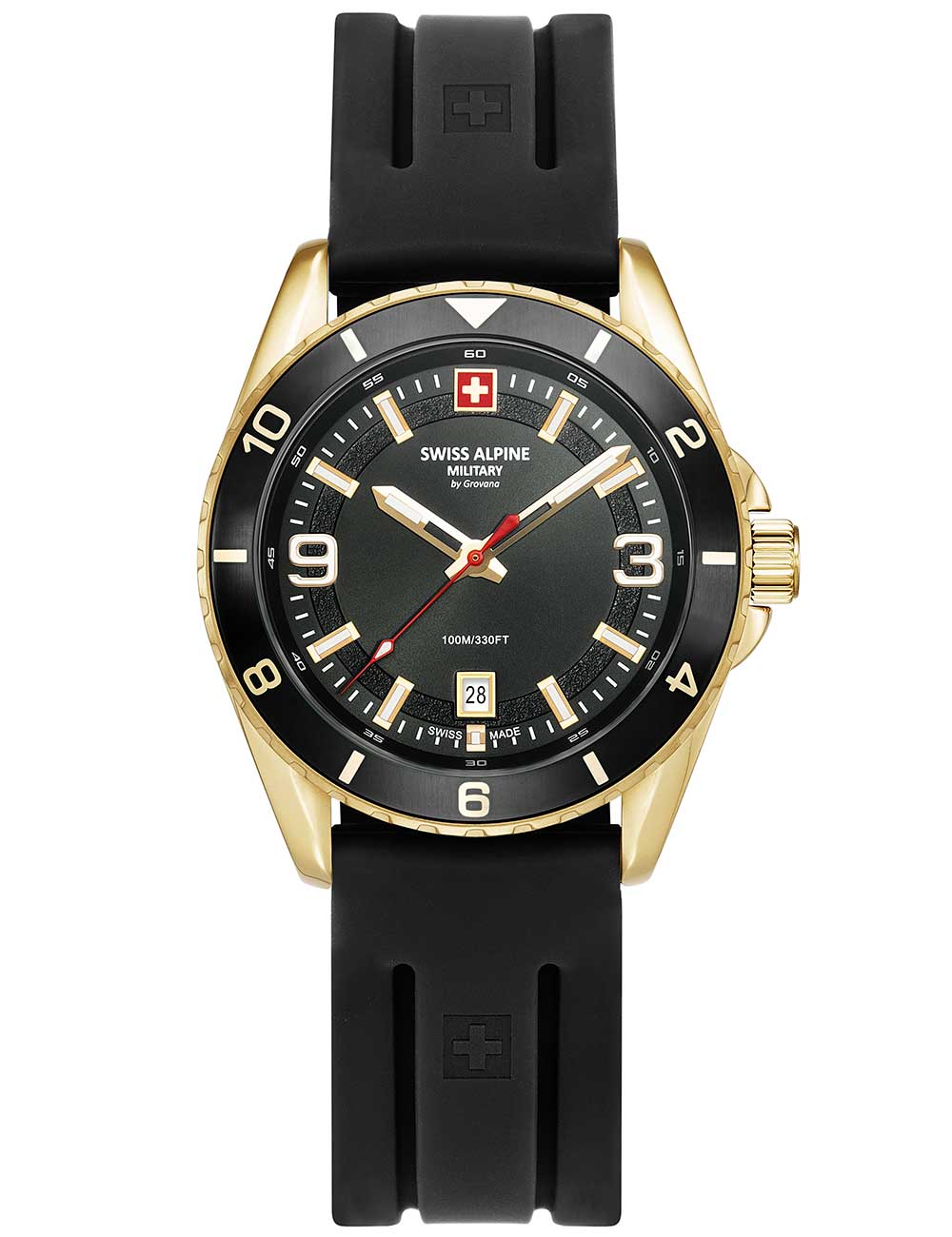 Swiss Alpine Military 7034.1817 men's watch Sierra gold black 42mm 10ATM