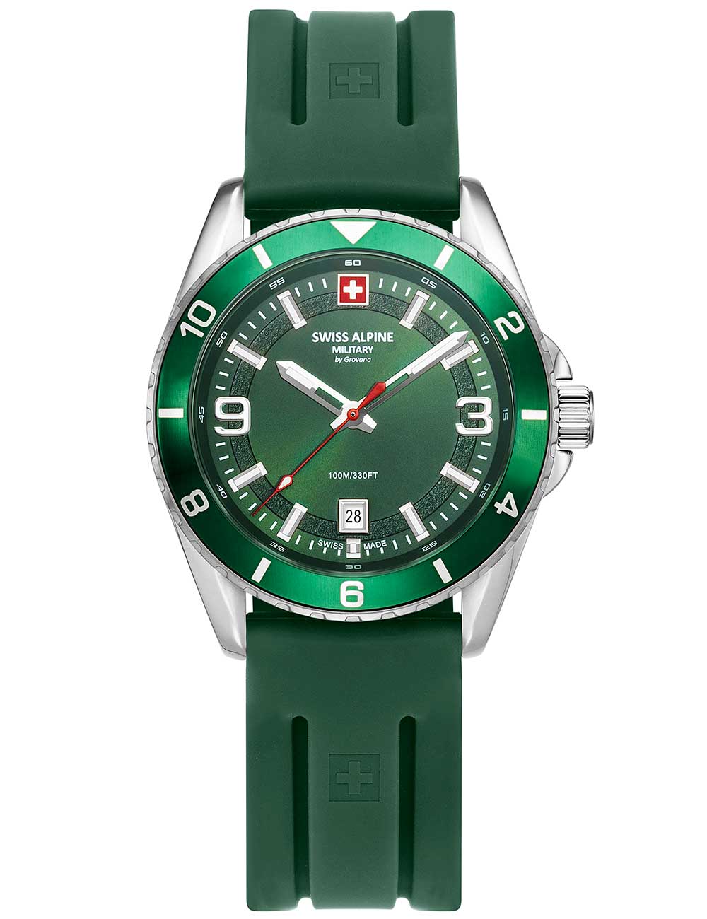 Swiss Alpine Military 7034.1834 men's watch Sierra silver green 42mm 10ATM