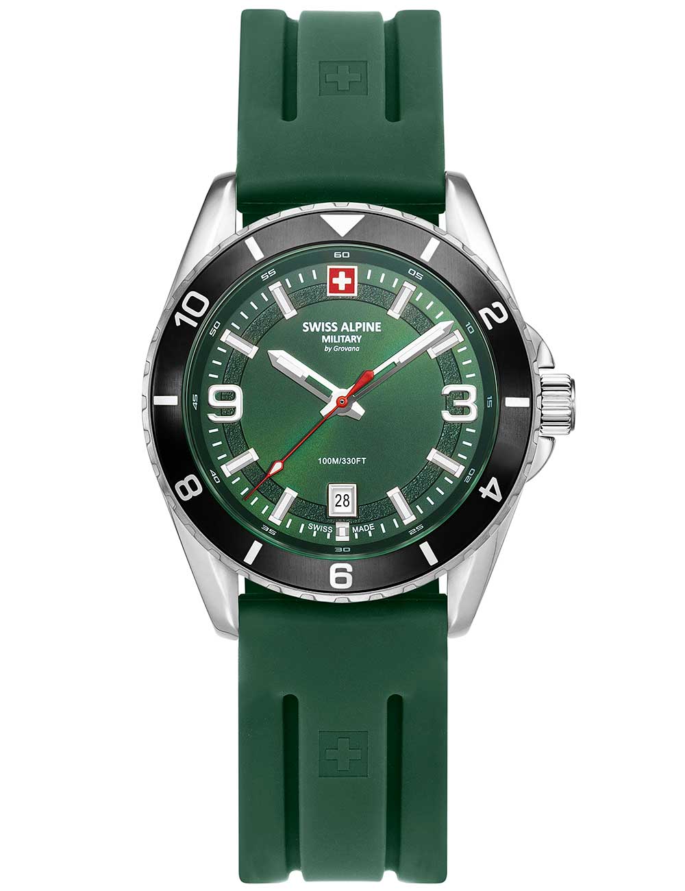 Swiss Alpine Military 7034.1838 men's watch Sierra silver green 42mm 10ATM