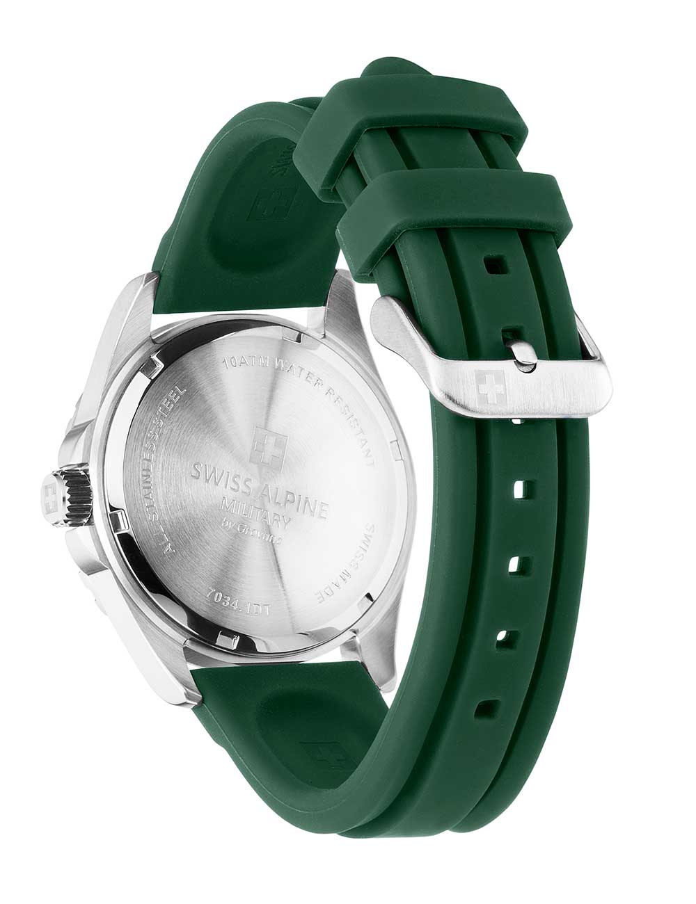 Swiss Alpine Military 7034.1838 men's watch Sierra silver green 42mm 10ATM