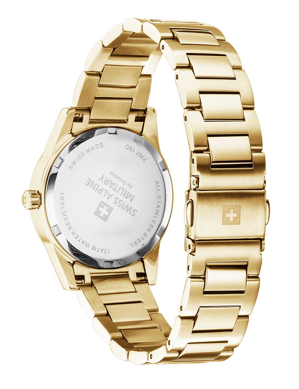 Swiss Alpine Military 7767.1114 women's watch Argos gold green 34mm 10ATM
