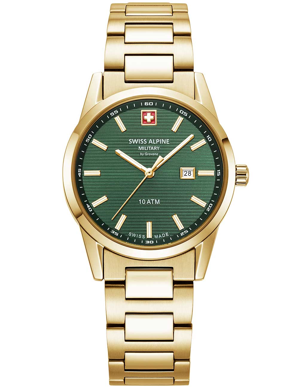 Swiss Alpine Military 7767.1114 women's watch Argos gold green 34mm 10ATM