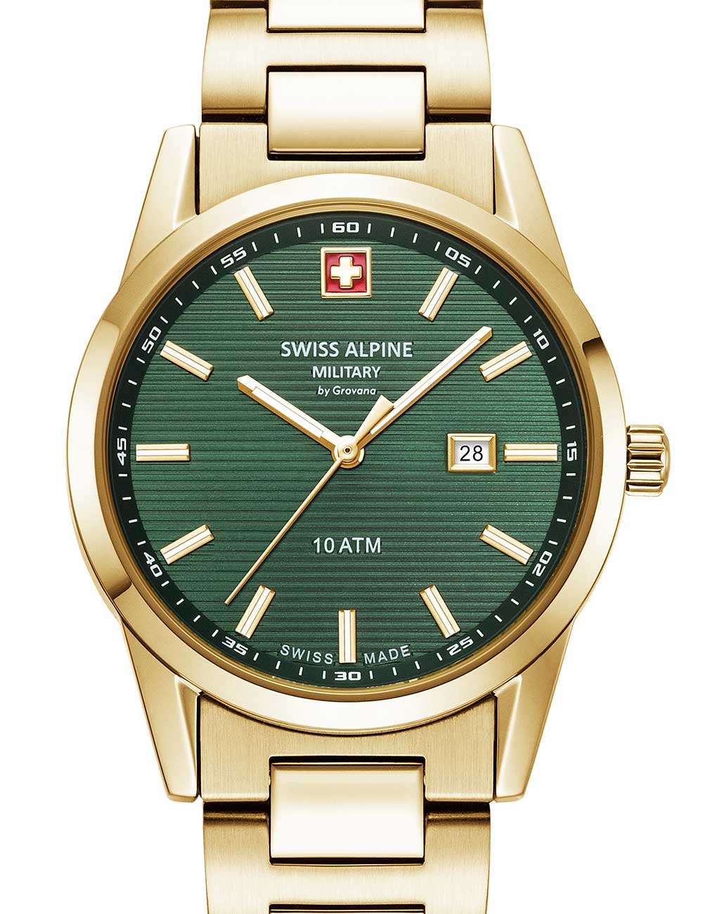 Swiss Alpine Military 7767.1114 women's watch Argos gold green 34mm 10ATM