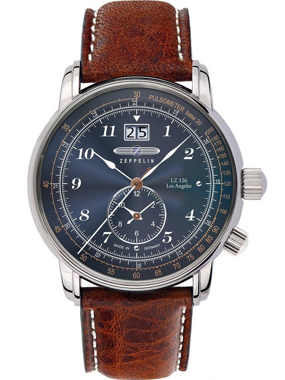 Zeppelin 8644-3 dual time men's watch LZ126 Los Angeles 43mm 5ATM