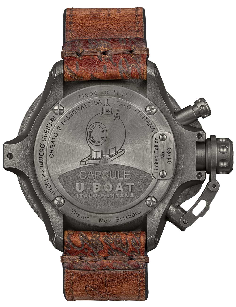 U-Boat 8805 men's watch Capsule Titanium BK BE 50mm 10ATM