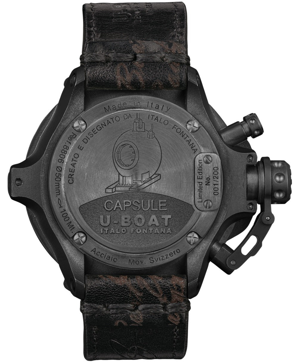 U-Boat 8806 Capsule 50 mm PVD BK BL Automatic men's watch 10ATM