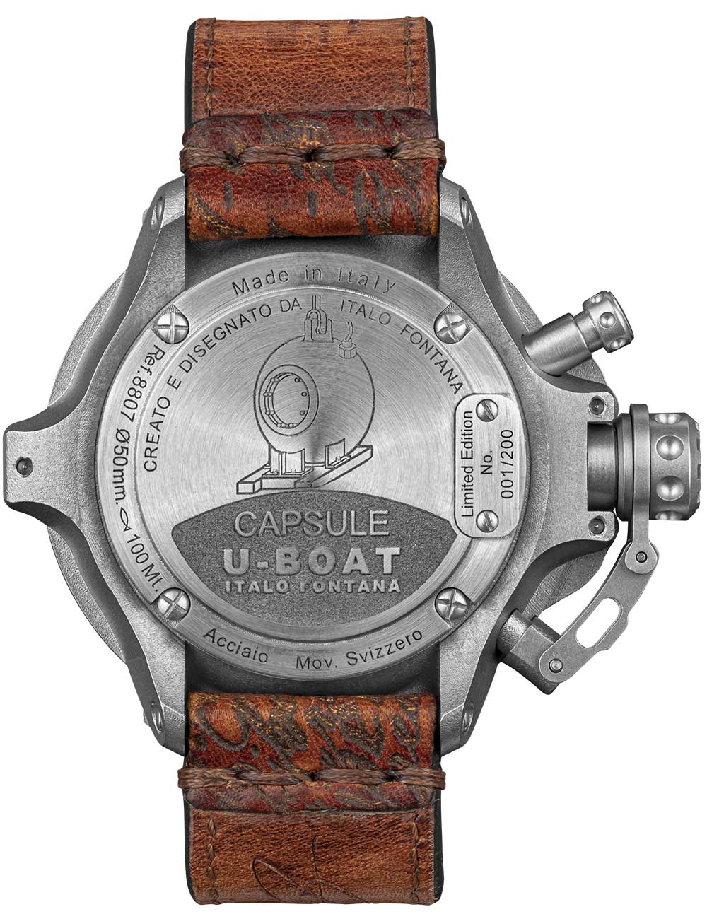 U-Boat 8807 Capsule 50 mm SS BK BE Automatic men's watch 10ATM