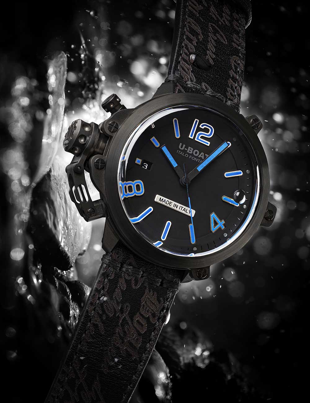 U-Boat 8808 men's watch Capsule PVD BK BL 45mm