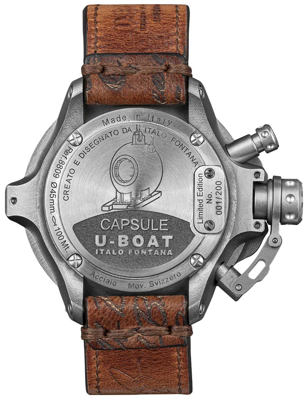 U-Boat 8809 Capsule 45 mm SS BK BE Automatic men's watch 10ATM