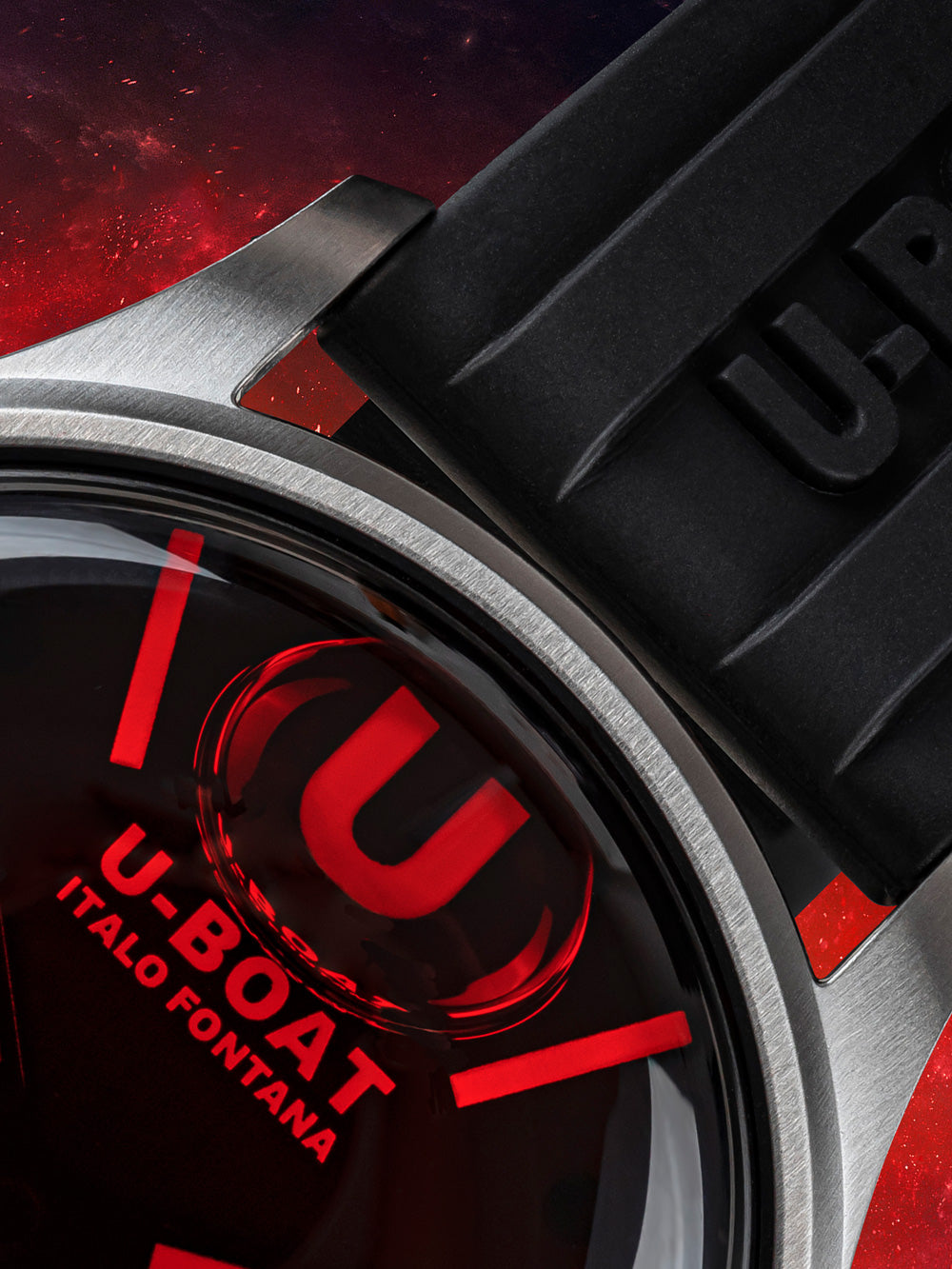 U-Boat 9305 Darkmoon SS Red Glass men's watch 40mm 5ATM