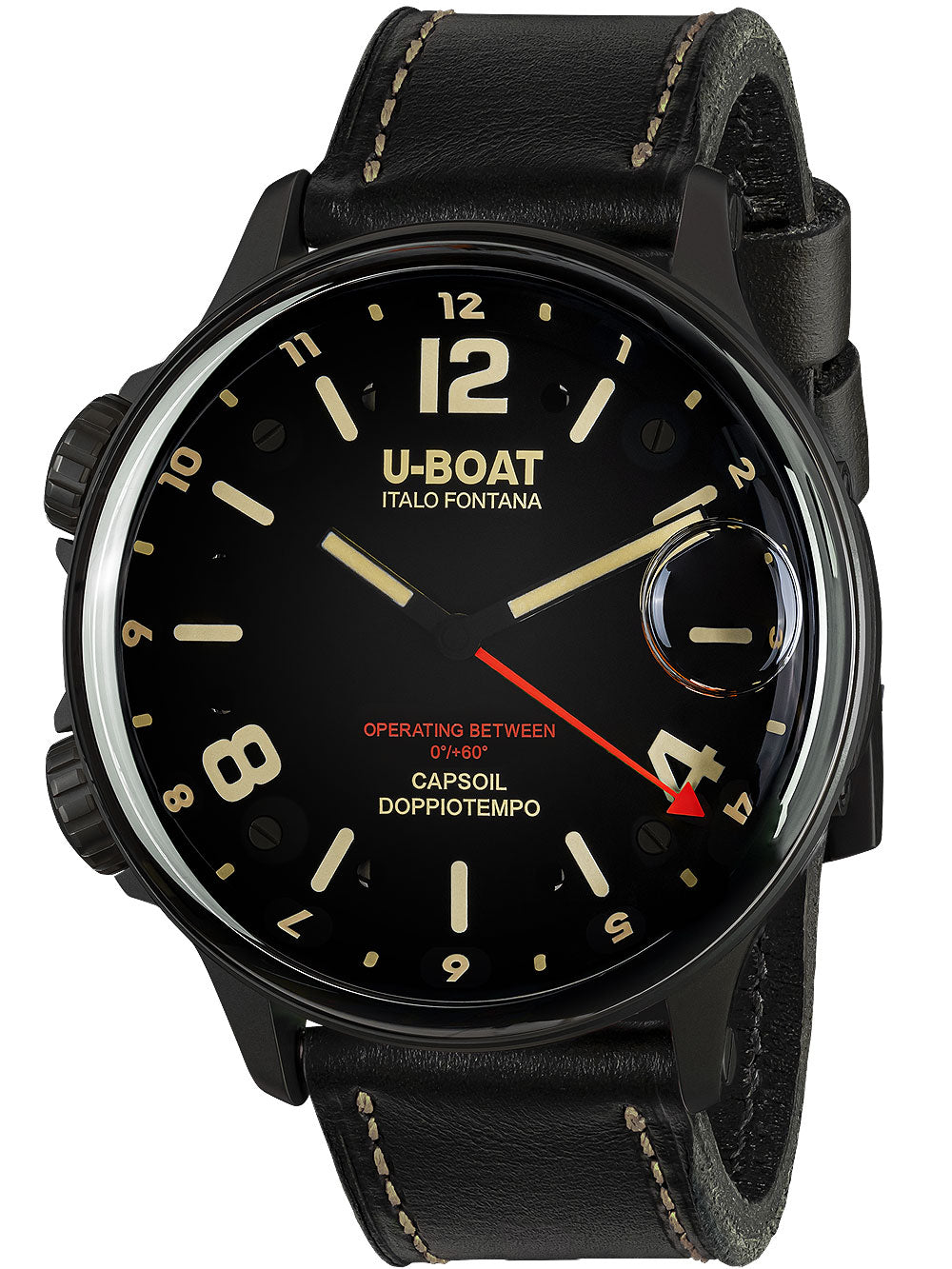 U-Boat 9671 Capsoil Doppiotempo DLC GMT men's watch 55mm 10ATM