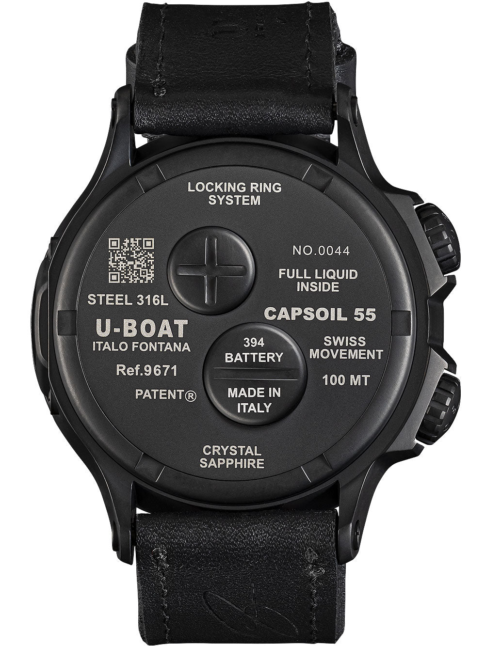U-Boat 9671 Capsoil Doppiotempo DLC GMT men's watch 55mm 10ATM