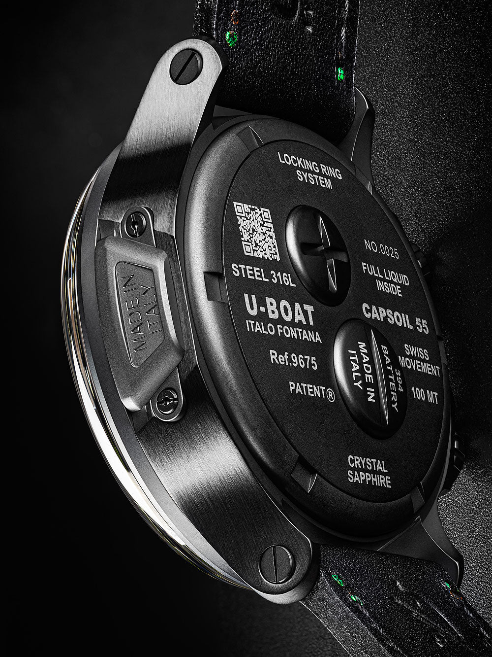 U-Boat 9675 Capsoil Doppiotempo DLC GMT men's watch 55mm 10ATM