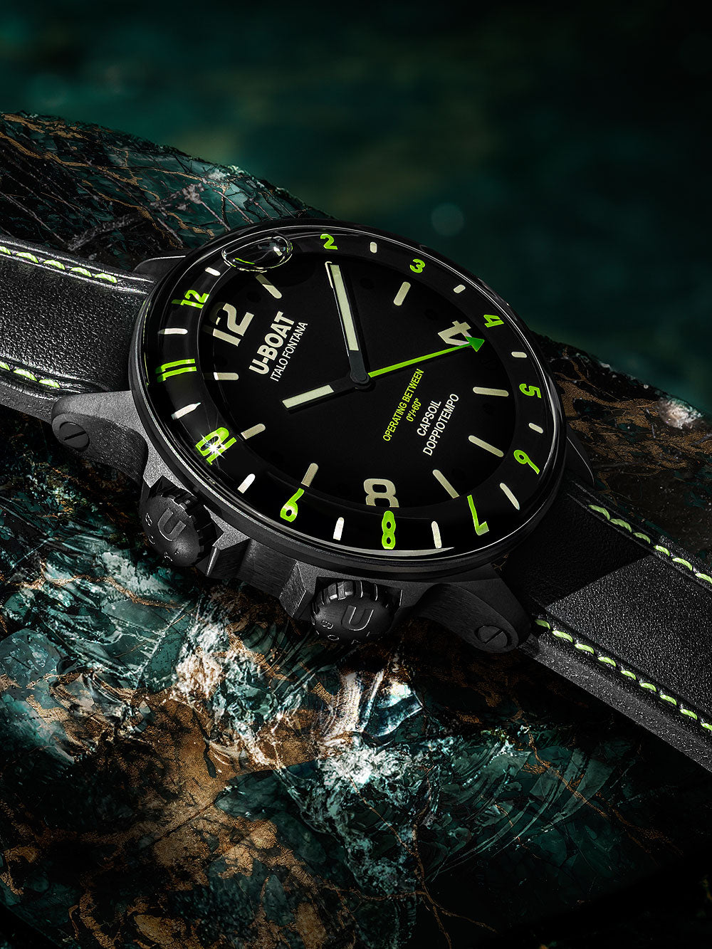 U-Boat 9675 Capsoil Doppiotempo DLC GMT men's watch 55mm 10ATM
