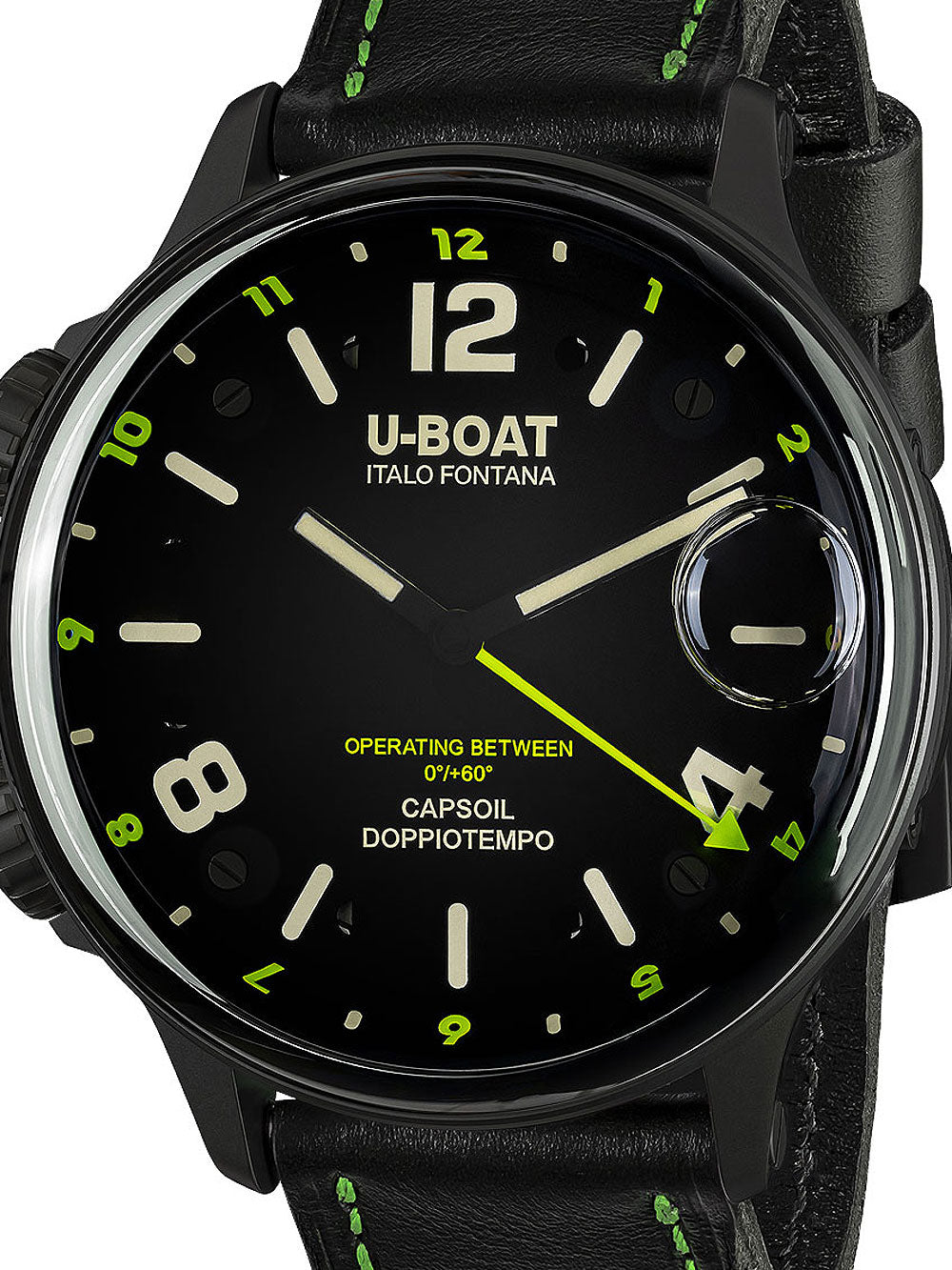 U-Boat 9675 Capsoil Doppiotempo DLC GMT men's watch 55mm 10ATM