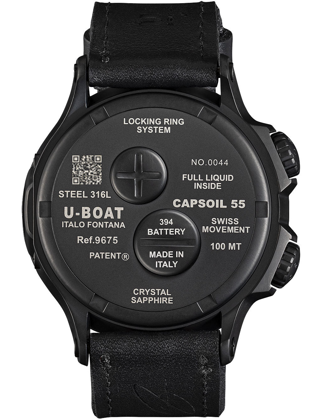 U-Boat 9675 Capsoil Doppiotempo DLC GMT men's watch 55mm 10ATM